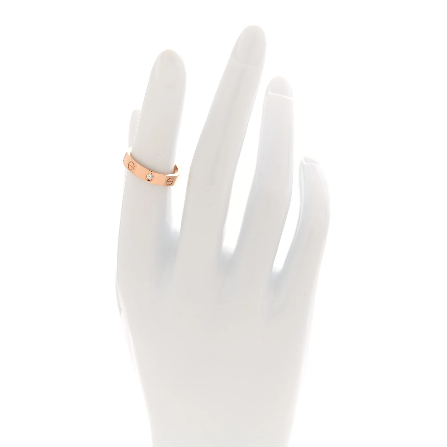 18K Pink Gold Diamond 4mm LOVE Wedding Band Ring 50 5.25 - Image 2