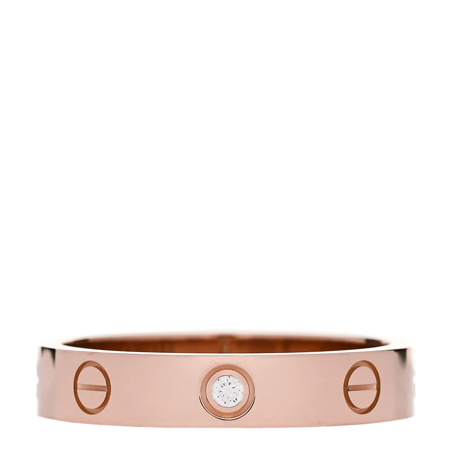 18K Pink Gold Diamond 4mm LOVE Wedding Band Ring 56 7.75