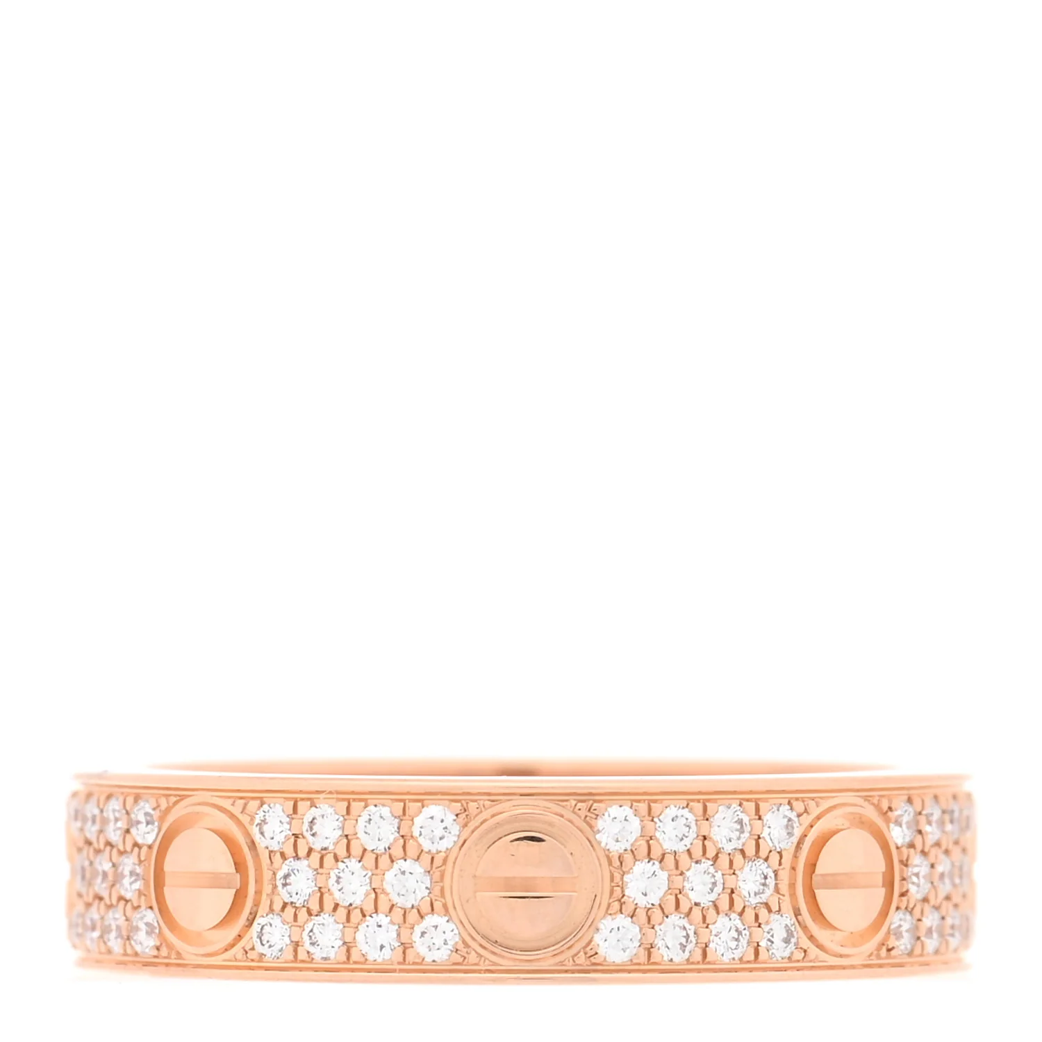 18K Pink Gold Diamond 4mm LOVE Wedding Paved Band Ring 47 4