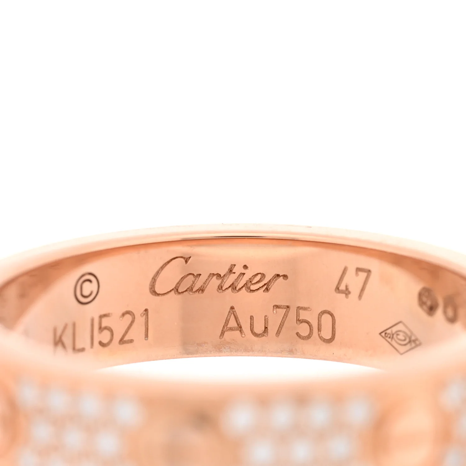 18K Pink Gold Diamond 4mm LOVE Wedding Paved Band Ring 47 4 - Image 4