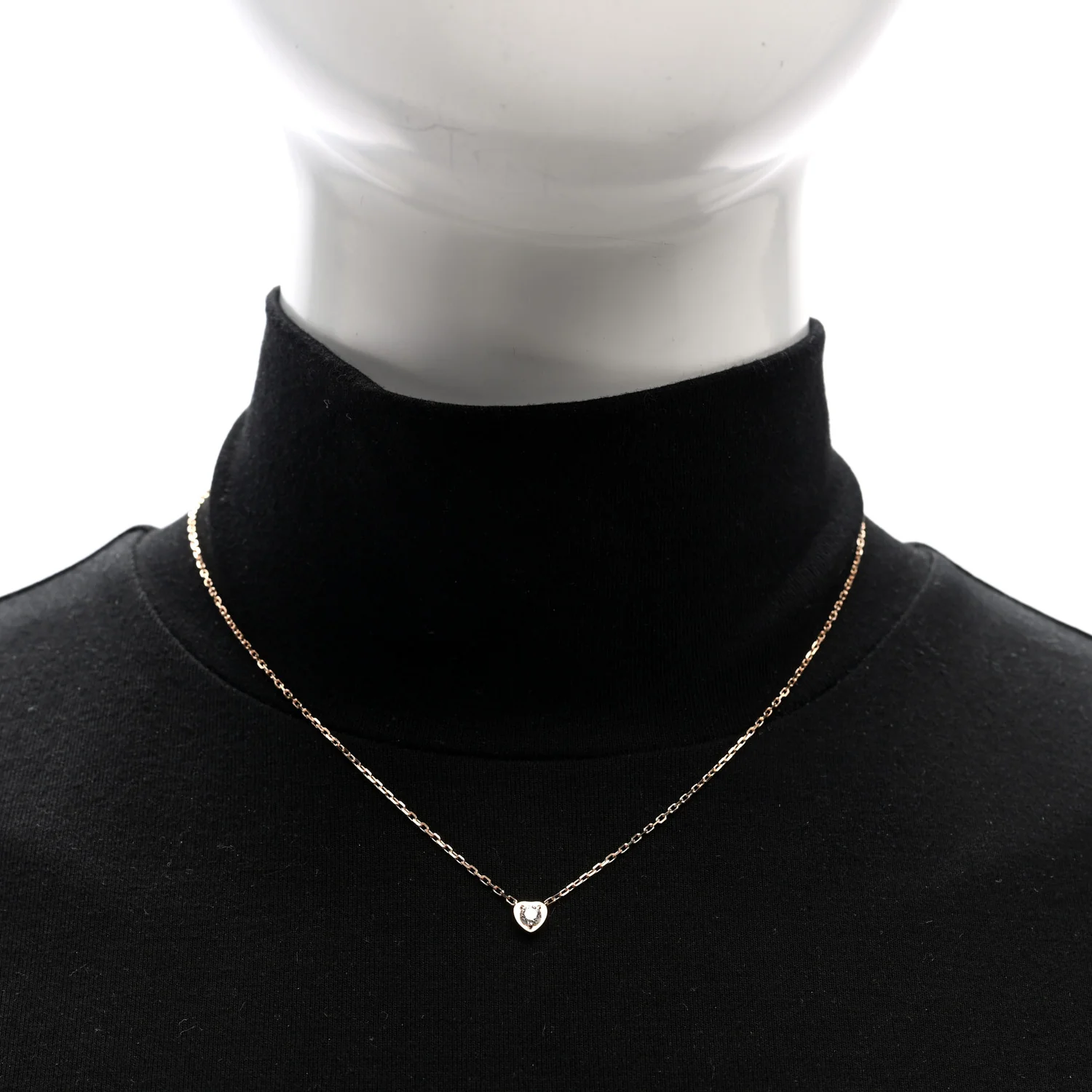 18K Pink Gold Diamond D'Amour Heart Pendant Necklace - Image 2