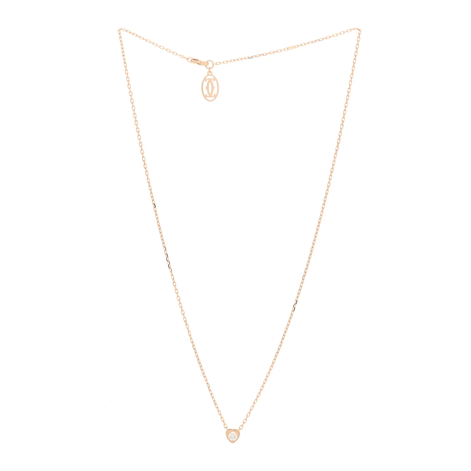 18K Pink Gold Diamond D'Amour Heart Pendant Necklace - Image 3