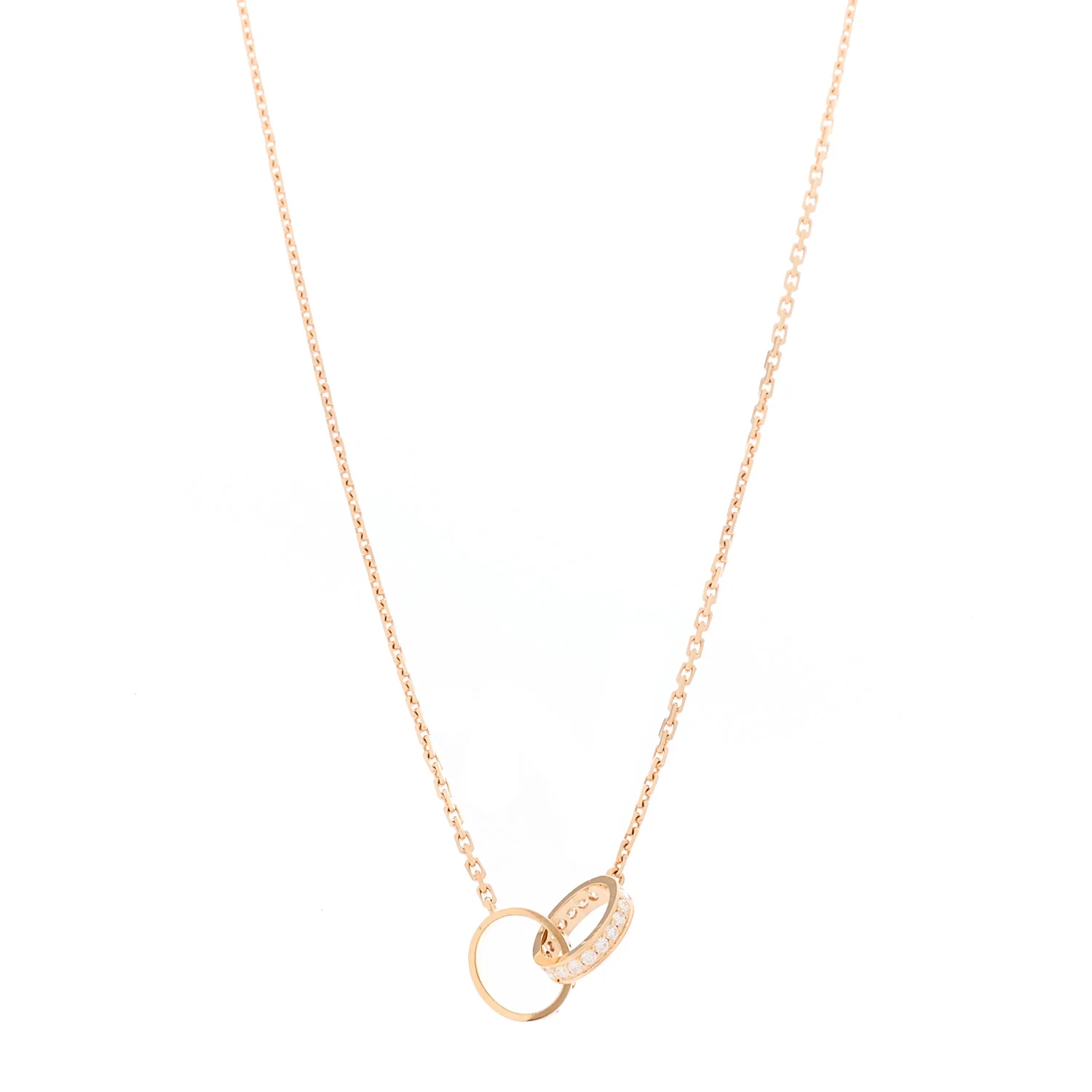 18K Pink Gold Diamond Interlocking LOVE Necklace