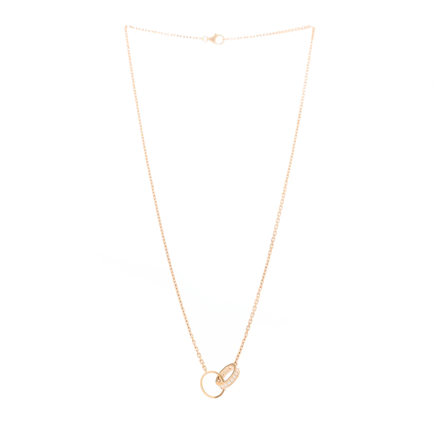 18K Pink Gold Diamond Interlocking LOVE Necklace - Image 3