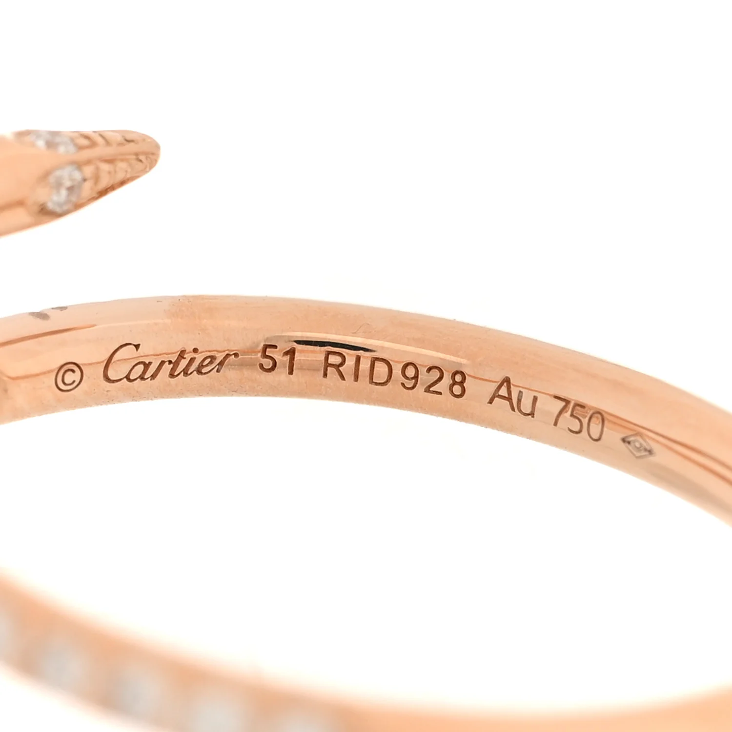 18K Pink Gold Diamond Juste Un Clou Paved Ring 51 5.75 - Image 3