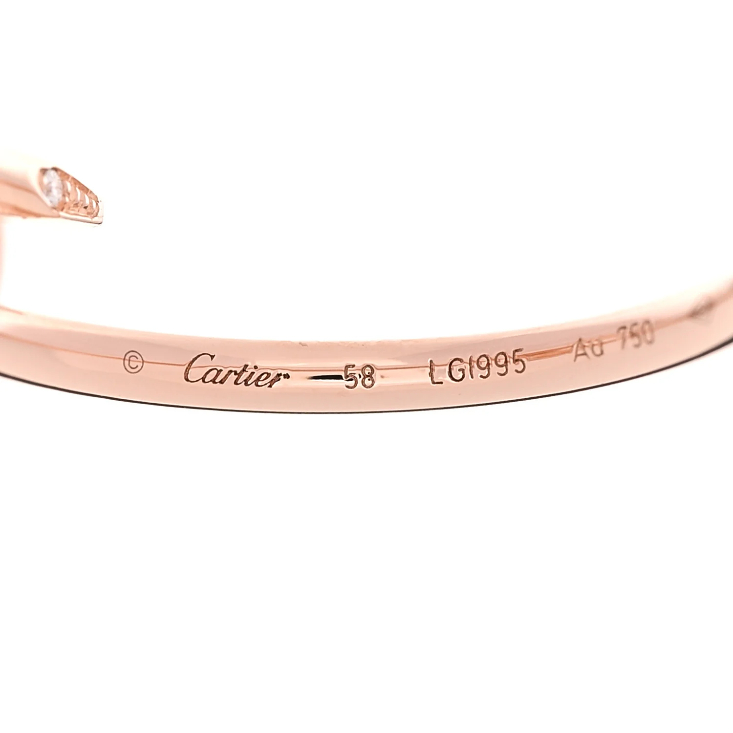 18K Pink Gold Diamond Juste Un Clou Paved Ring 58 8.5 - Image 4