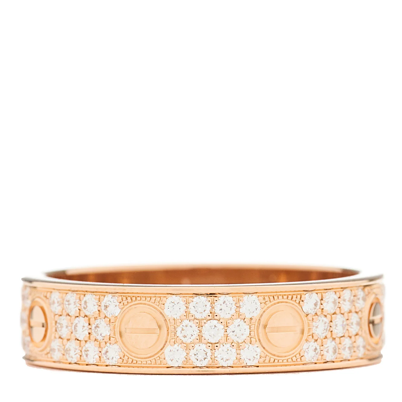 18K Pink Gold Diamond Small LOVE Paved Ring 54 7 - Image 3