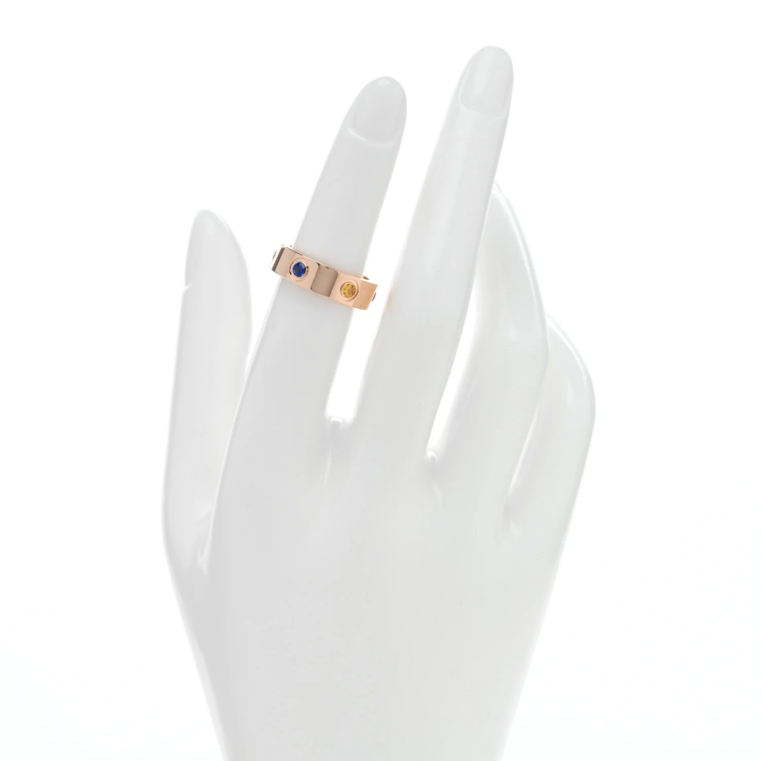 18K Pink Gold Sapphire Garnet Amethyst 5.5mm LOVE Ring 50 5.25 - Image 2