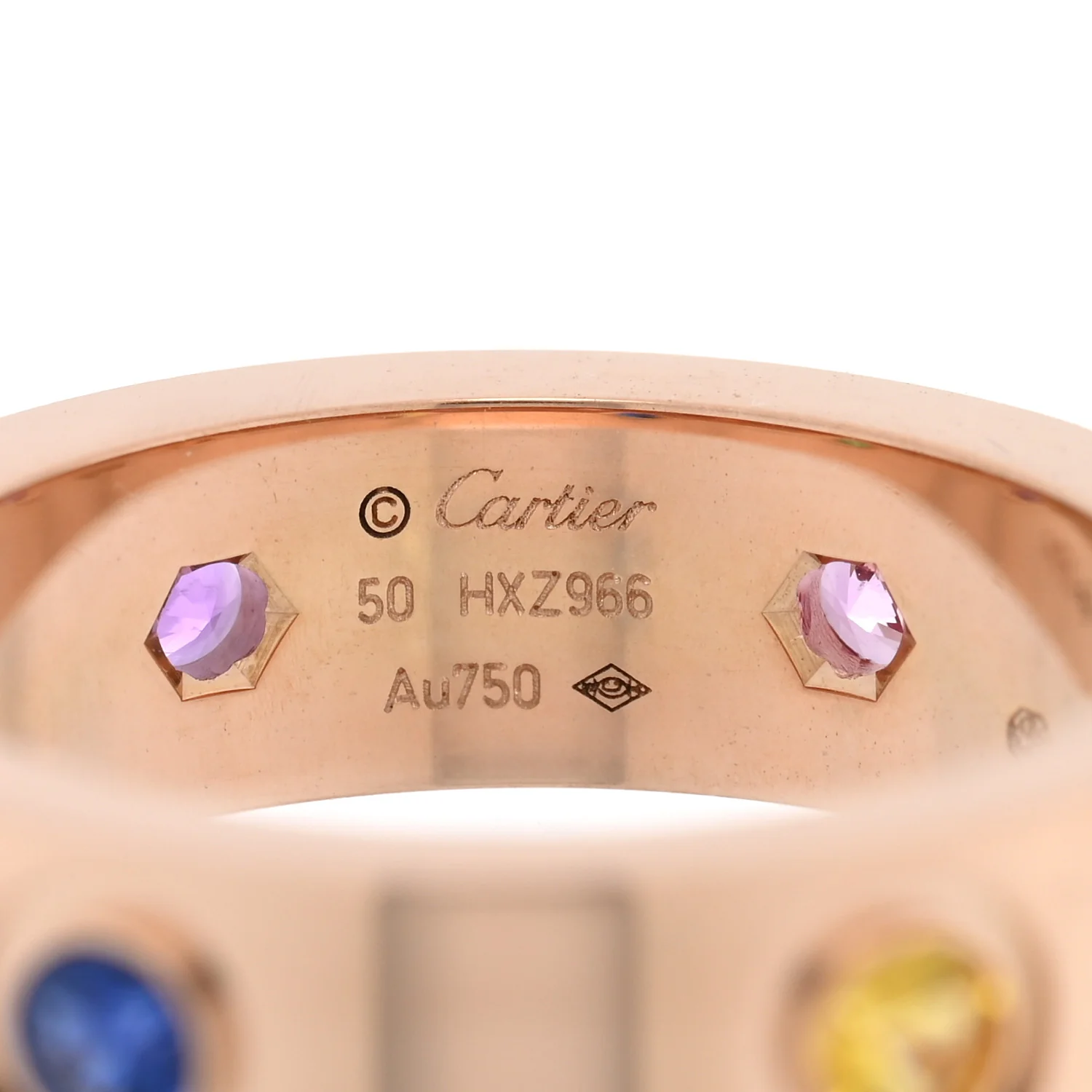 18K Pink Gold Sapphire Garnet Amethyst 5.5mm LOVE Ring 50 5.25 - Image 4