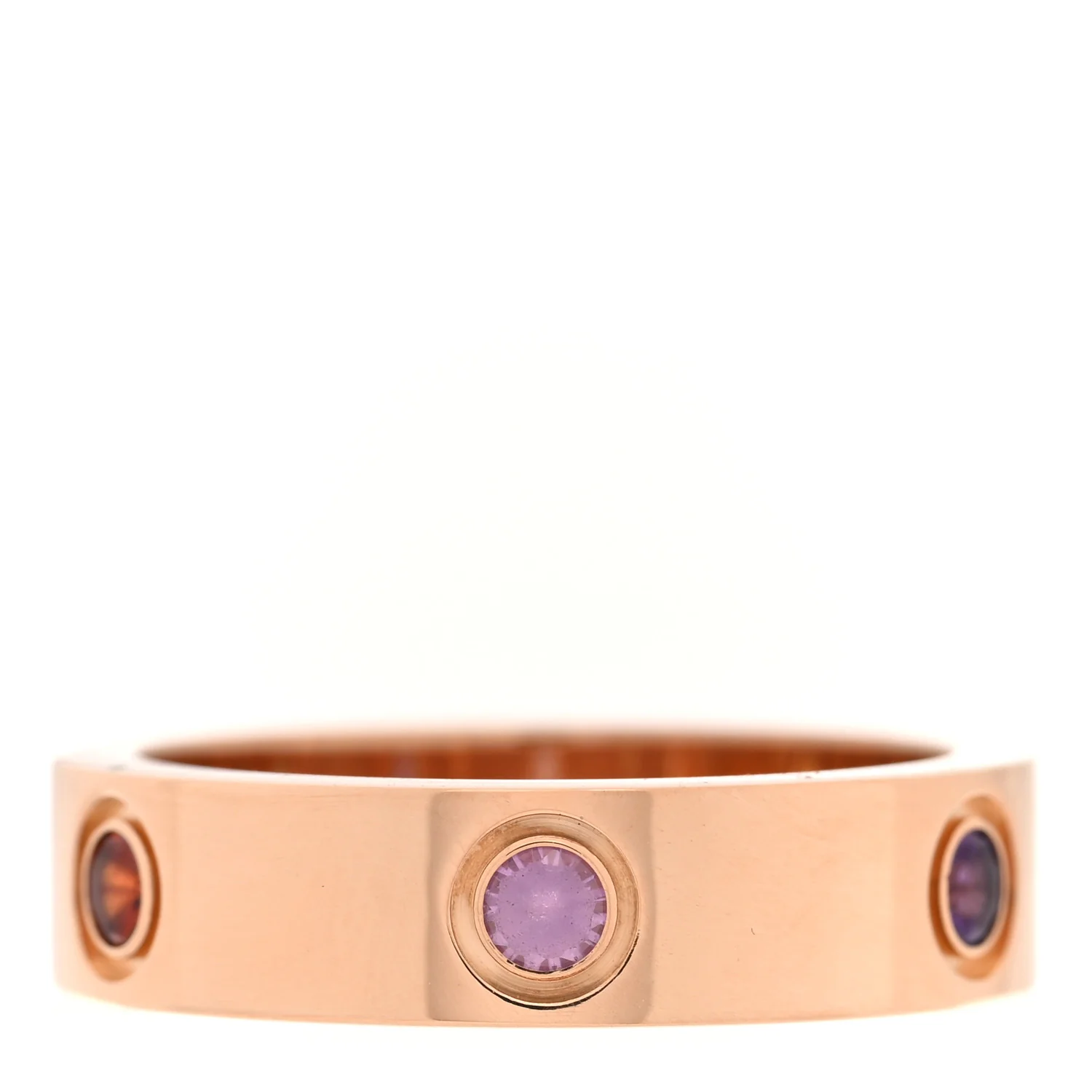 18K Pink Gold Sapphire Garnet Amethyst 5.5mm LOVE Ring 58 8.5