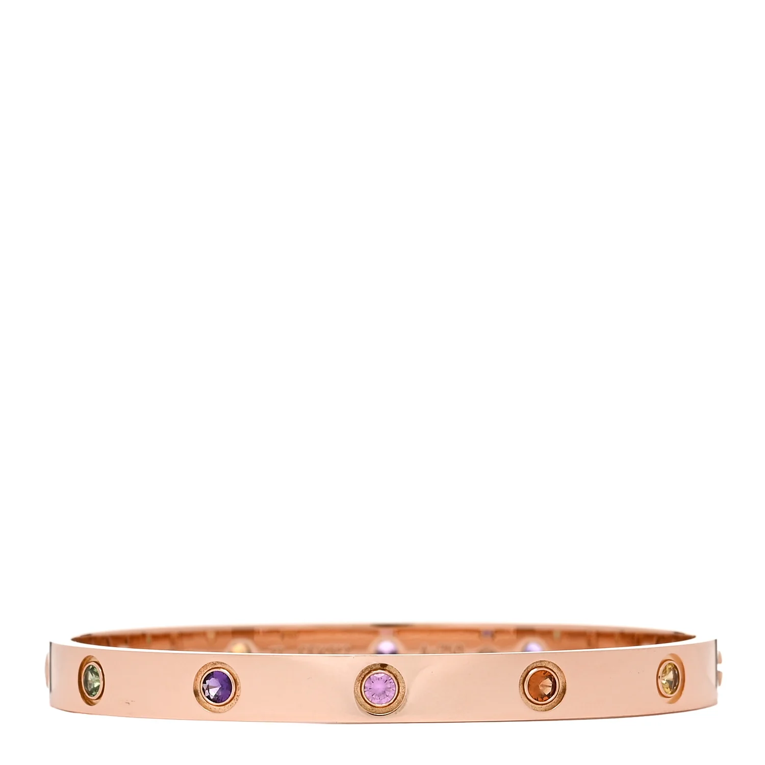 18K Pink Gold Sapphire Garnet Amethyst LOVE Bracelet 17