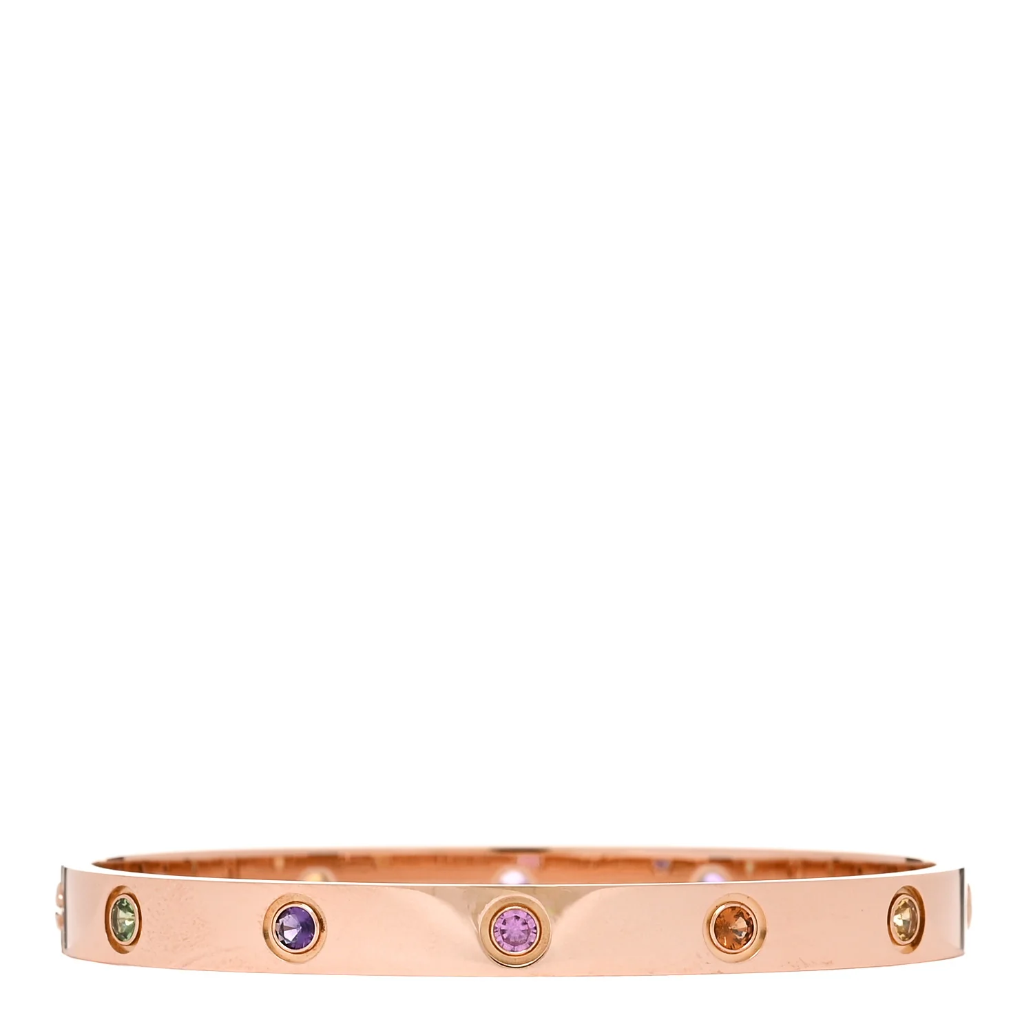 18K Pink Gold Sapphire Garnet Amethyst LOVE Bracelet 17 - Image 2