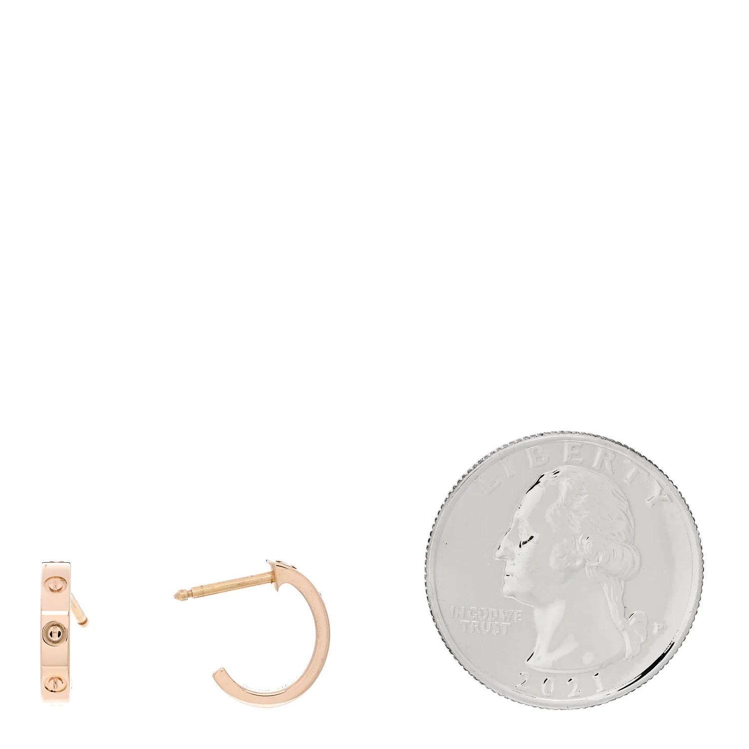 18K Pink Gold Small LOVE Hoop Earrings - Image 2