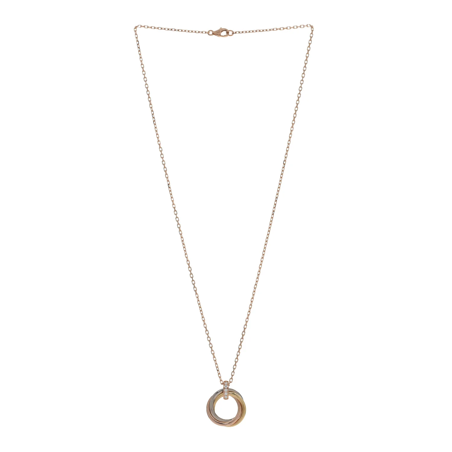 18K Pink White Yellow Gold Diamond Trinity Pendant Necklace - Image 3