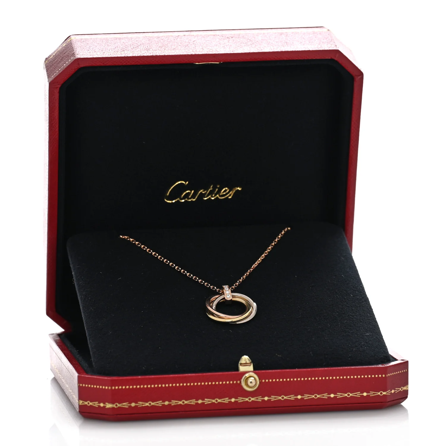 18K Pink White Yellow Gold Diamond Trinity Pendant Necklace - Image 5