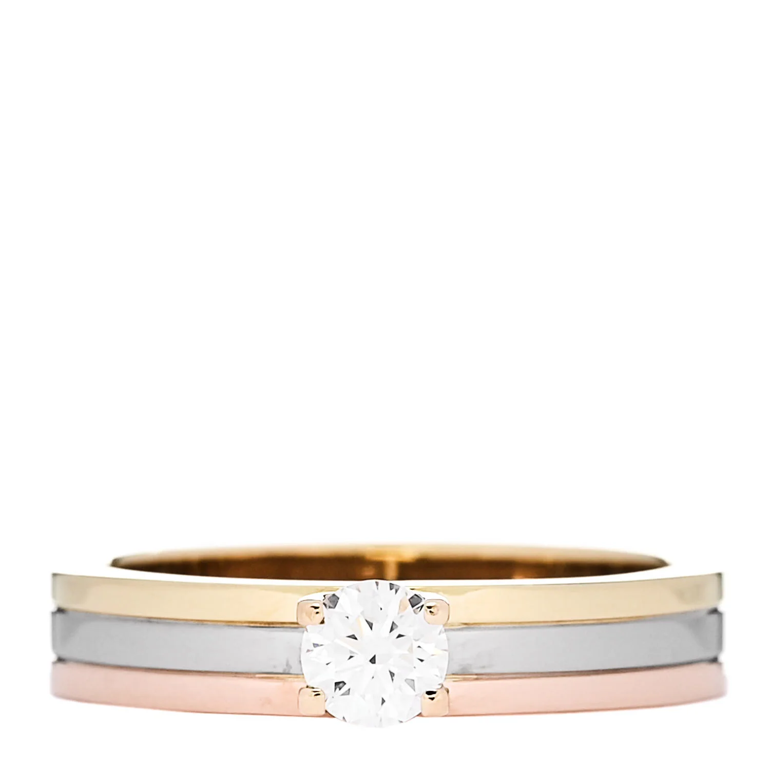 18K Pink Yellow White Gold Diamond .24ct Solitaire Trinity Engagement Ring 50 5.25