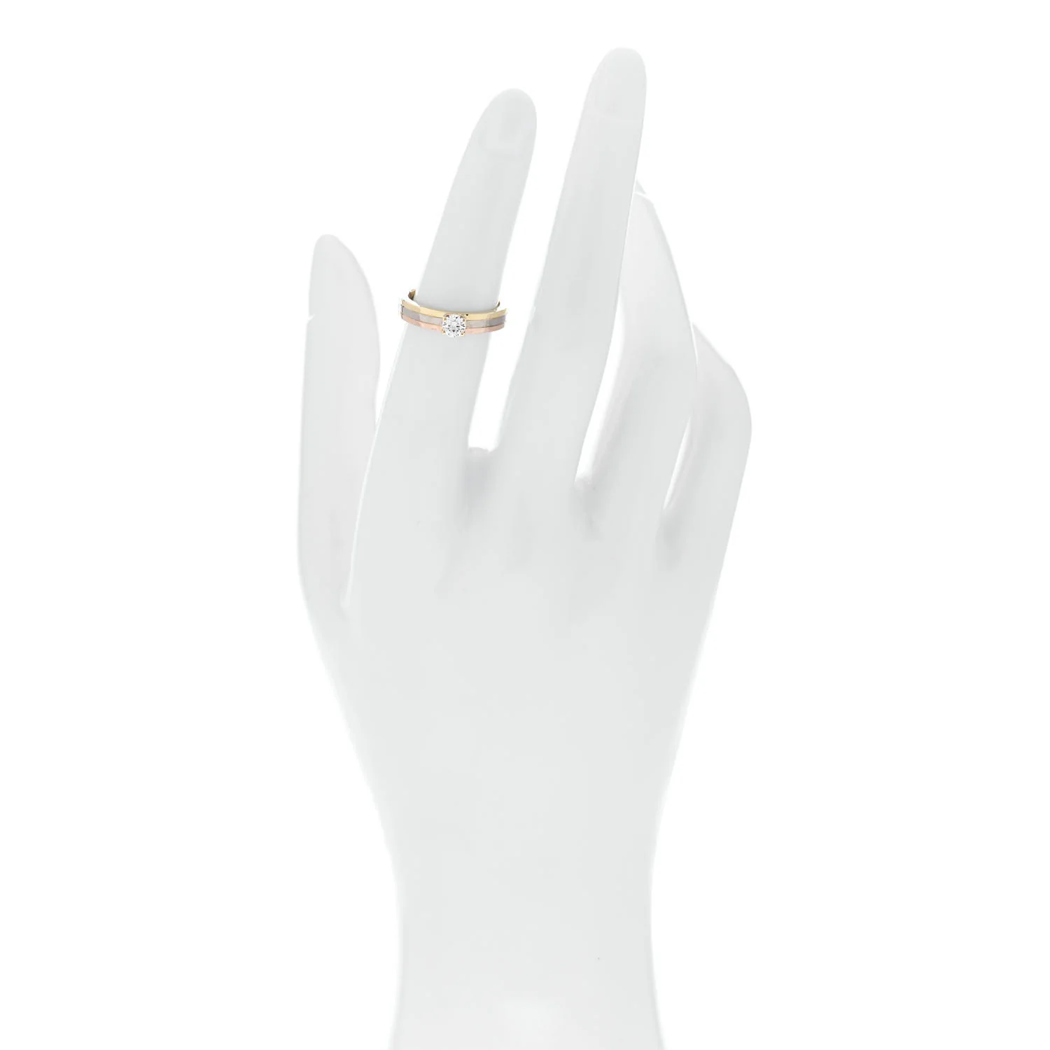 18K Pink Yellow White Gold Diamond .24ct Solitaire Trinity Engagement Ring 50 5.25 - Image 2