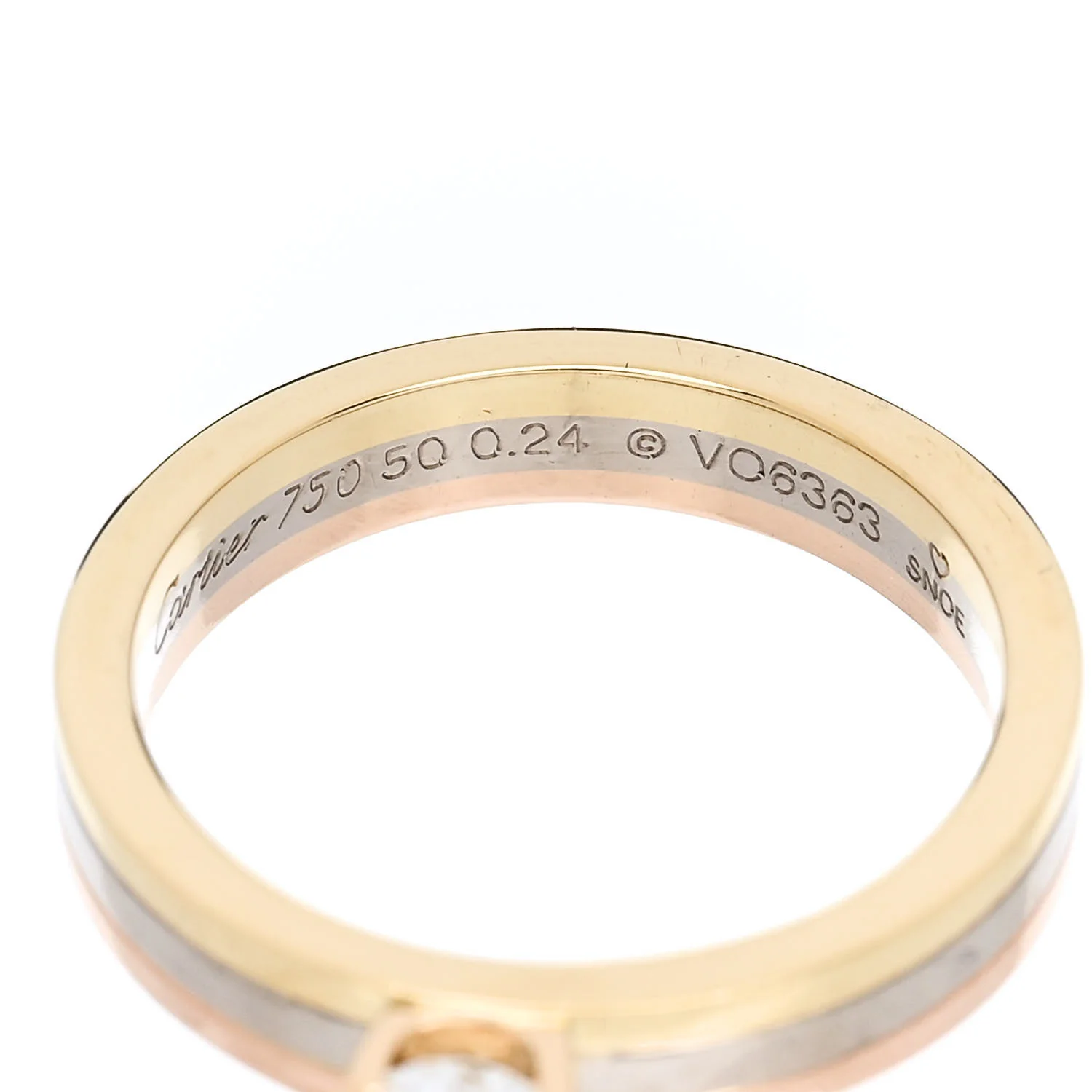 18K Pink Yellow White Gold Diamond .24ct Solitaire Trinity Engagement Ring 50 5.25 - Image 5