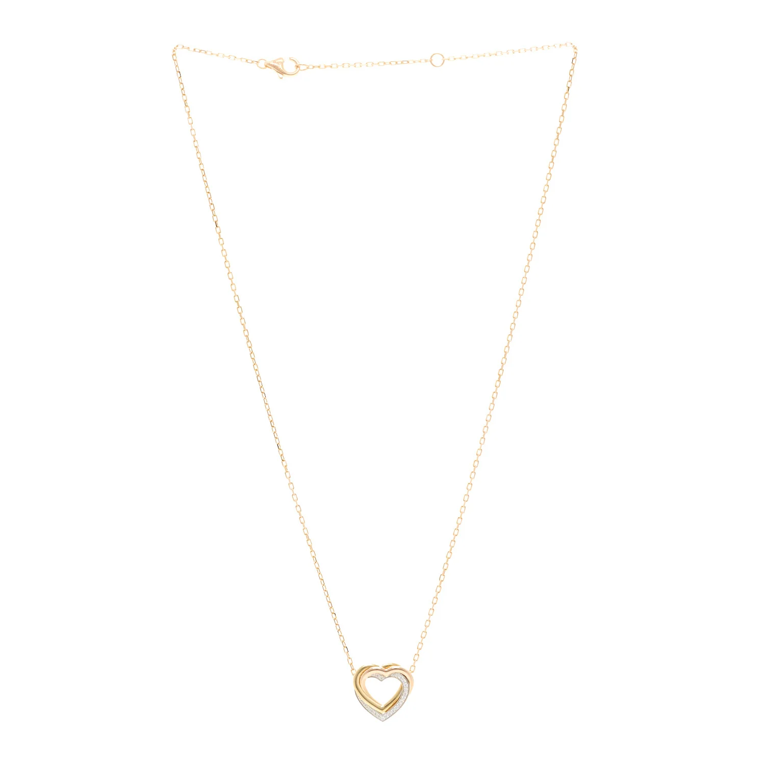 18K Pink Yellow White Gold Diamond Trinity Heart Pendant Necklace - Image 3