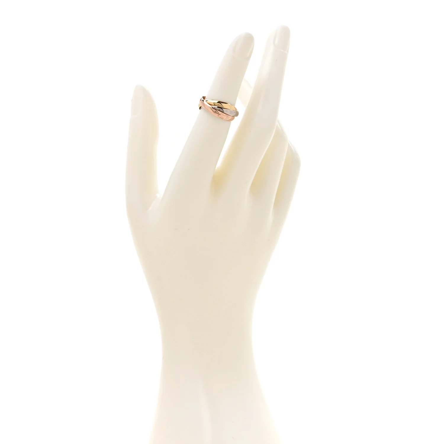 18K Pink Yellow White Gold Small Trinity Ring 49 5 - Image 2