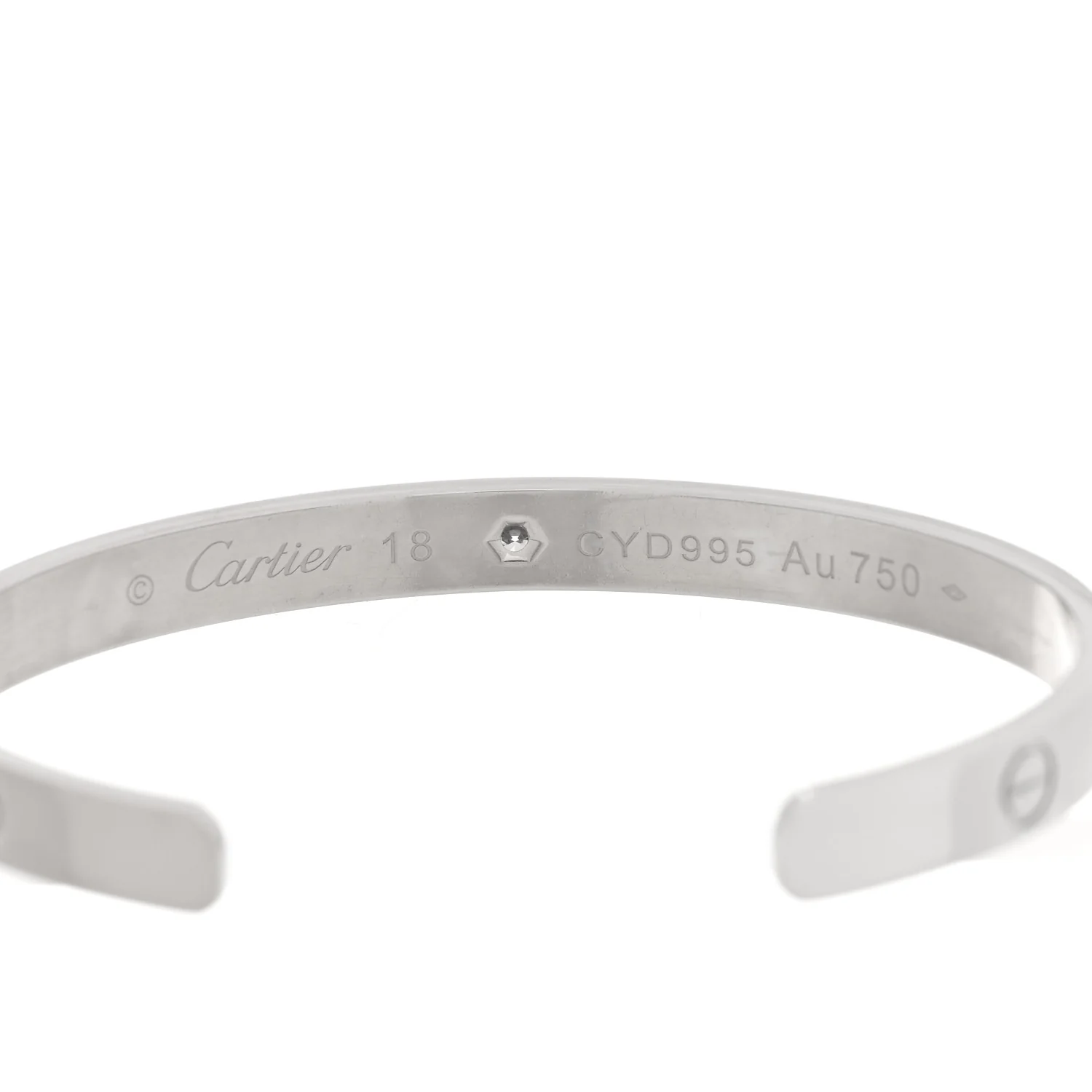 18K White Gold 1 Diamond LOVE Cuff Bracelet 18 - Image 3