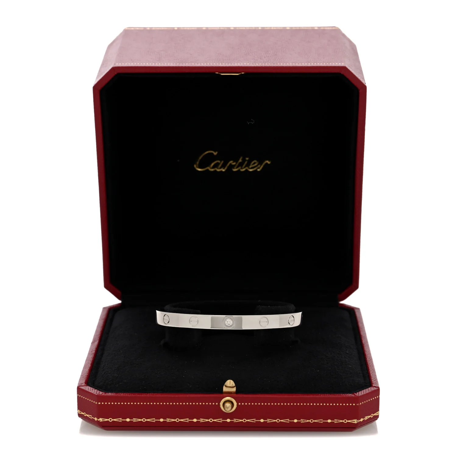 18K White Gold 1 Diamond LOVE Cuff Bracelet 18 - Image 4