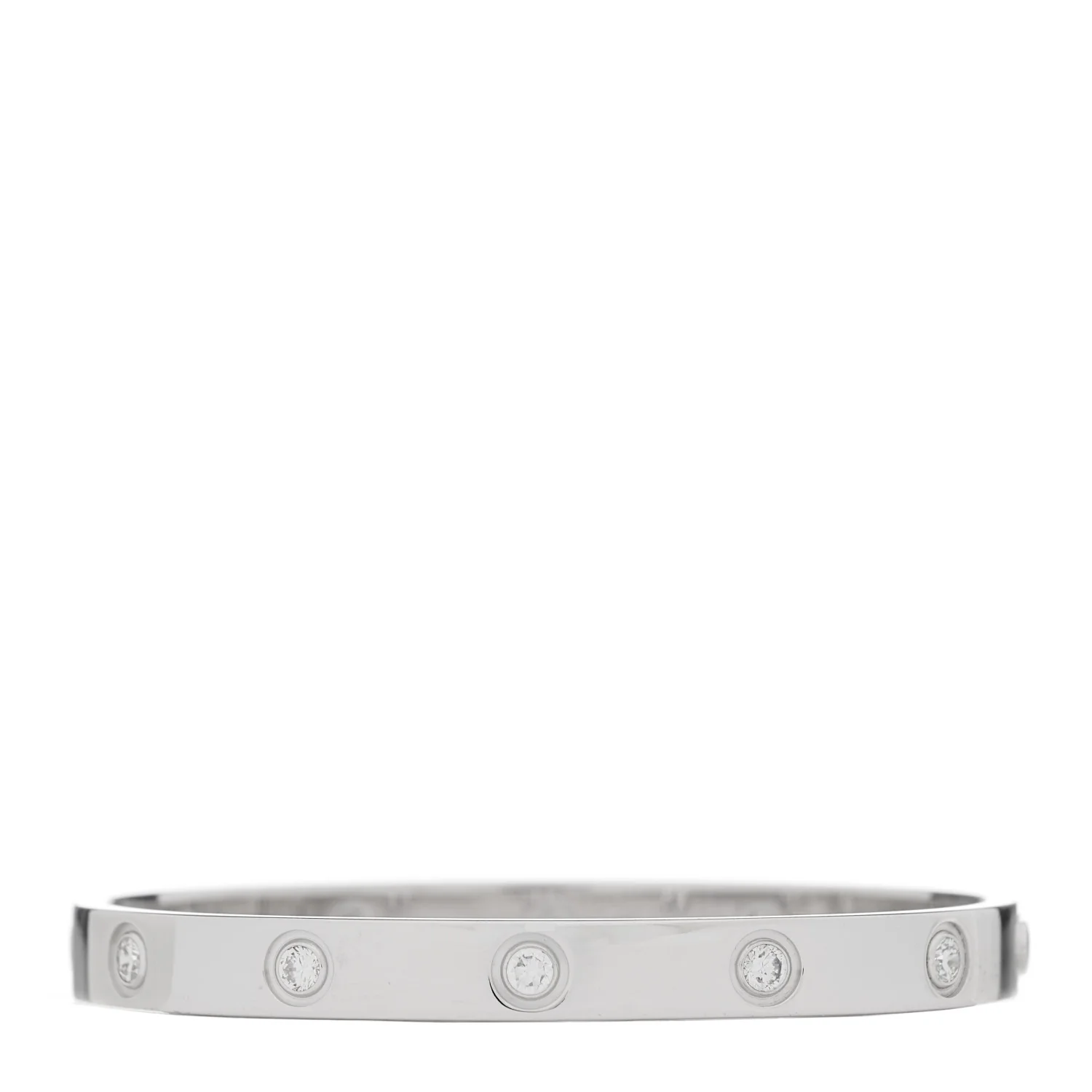 18K White Gold 10 Diamond LOVE Bracelet 16 - Image 2