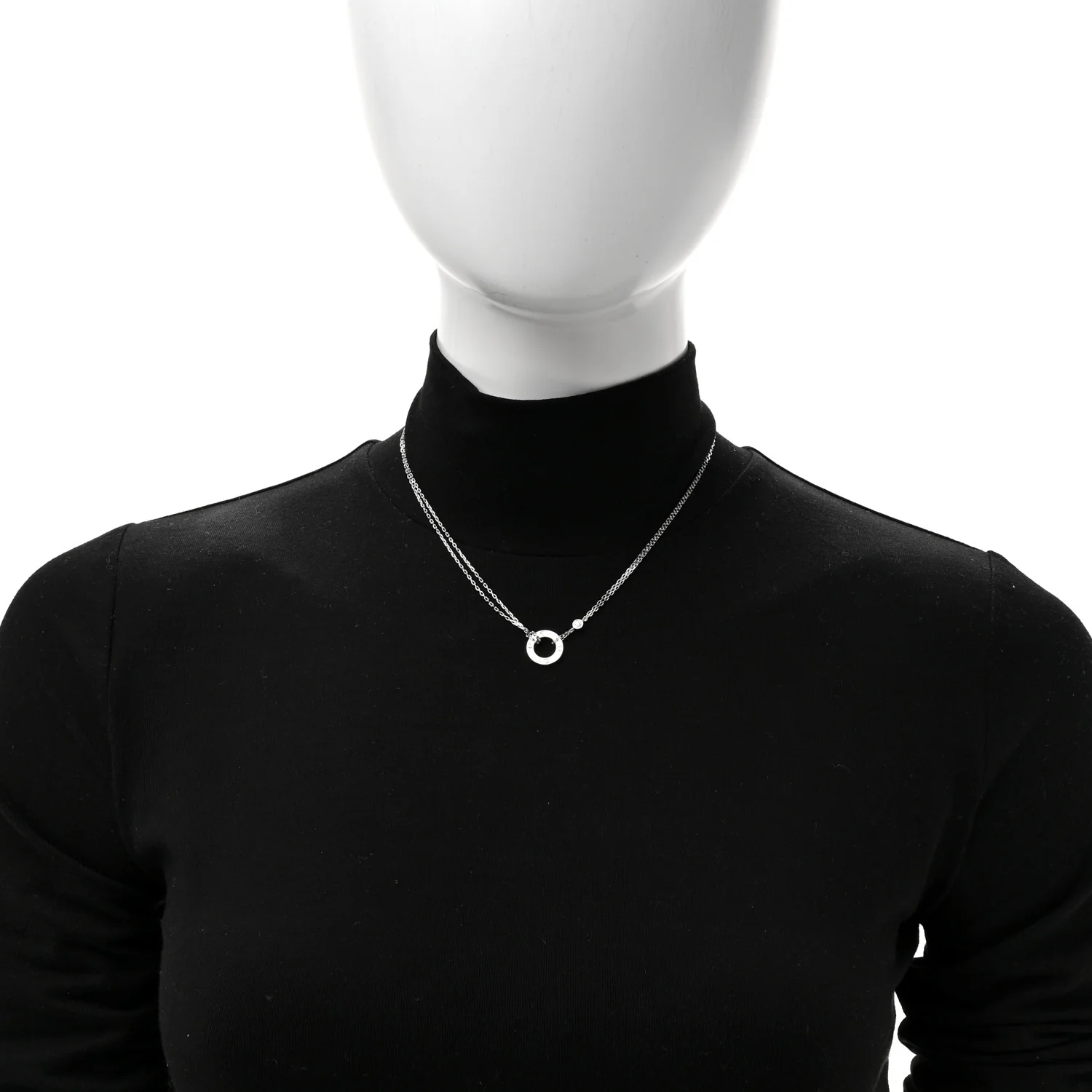 18K White Gold 2 Diamond LOVE Necklace - Image 2