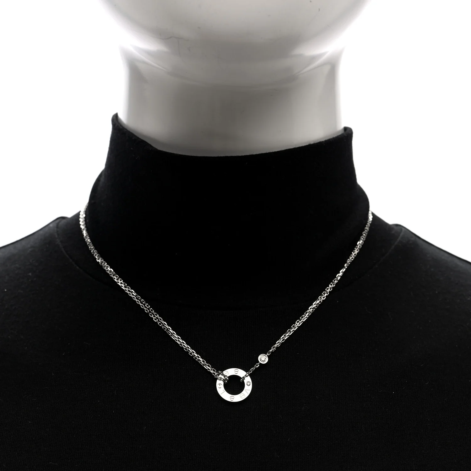 18K White Gold 2 Diamond LOVE Necklace - Image 2