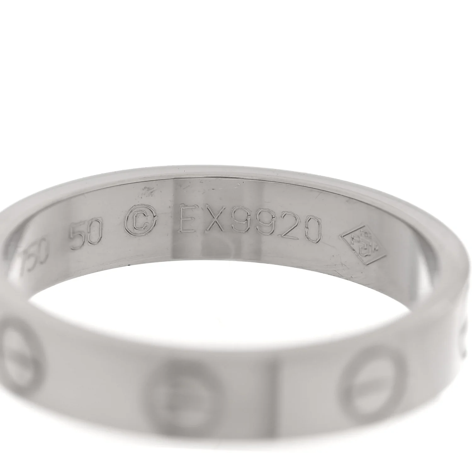 18K White Gold 3.5mm LOVE Wedding Band Ring 50 5.25 - Image 5