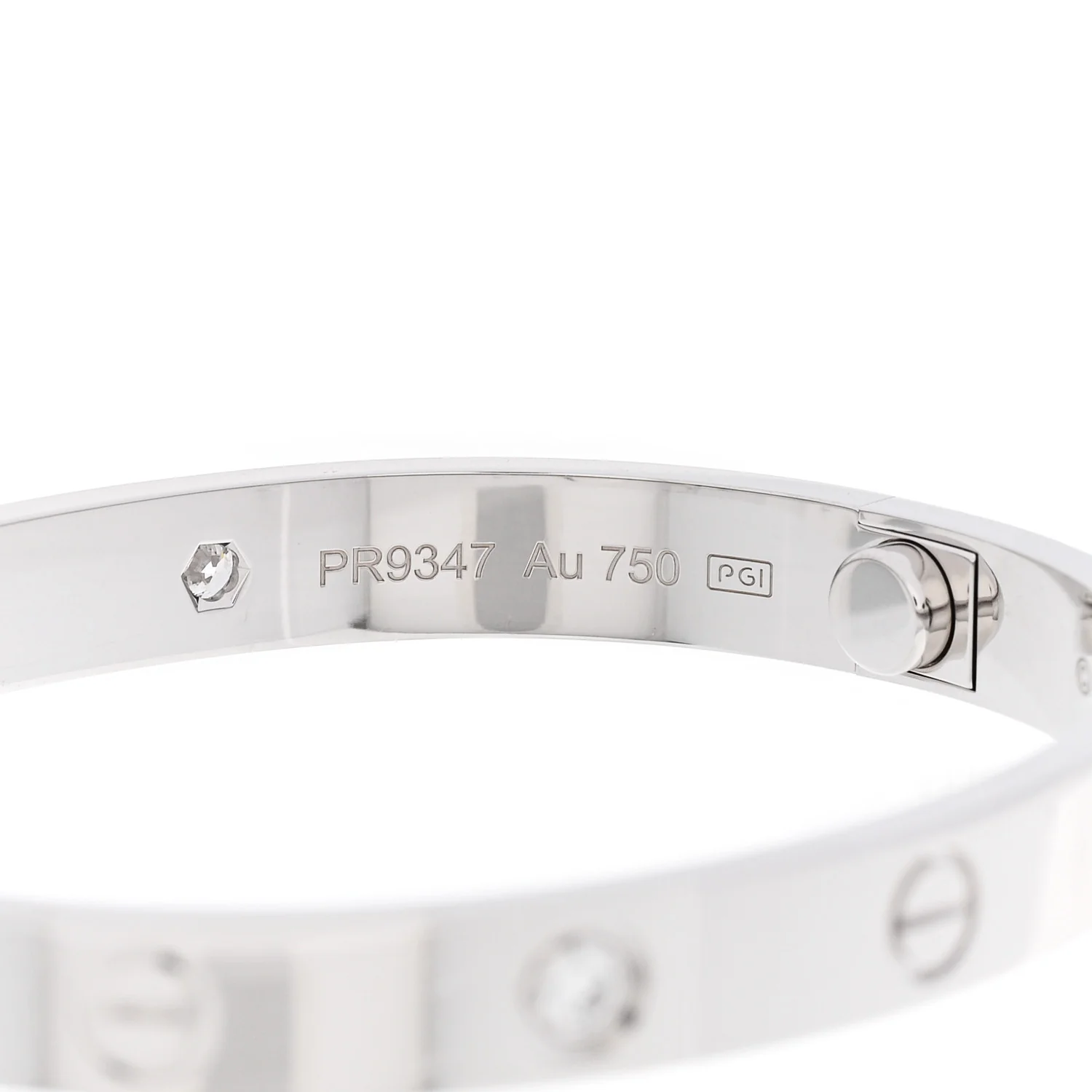 18K White Gold 4 Diamond LOVE Bracelet 16 - Image 7