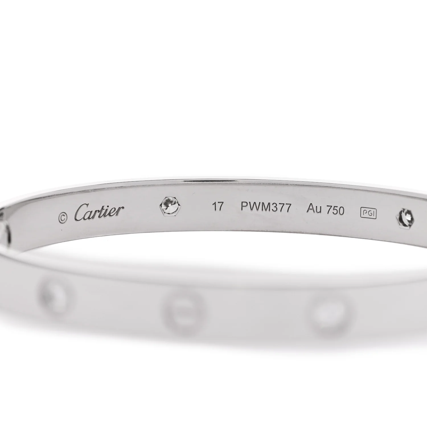 18K White Gold 4 Diamond Love Bracelet 17 - Image 6