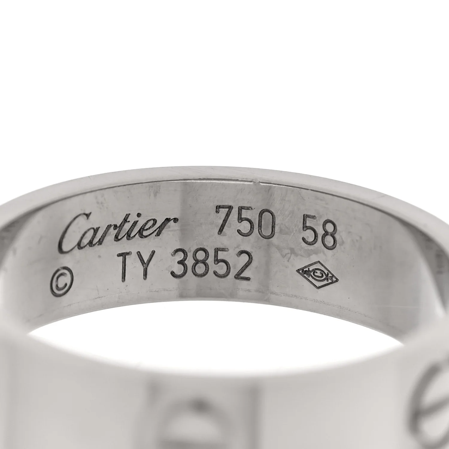 18K White Gold 5.5mm LOVE Ring 58 8.5 - Image 4
