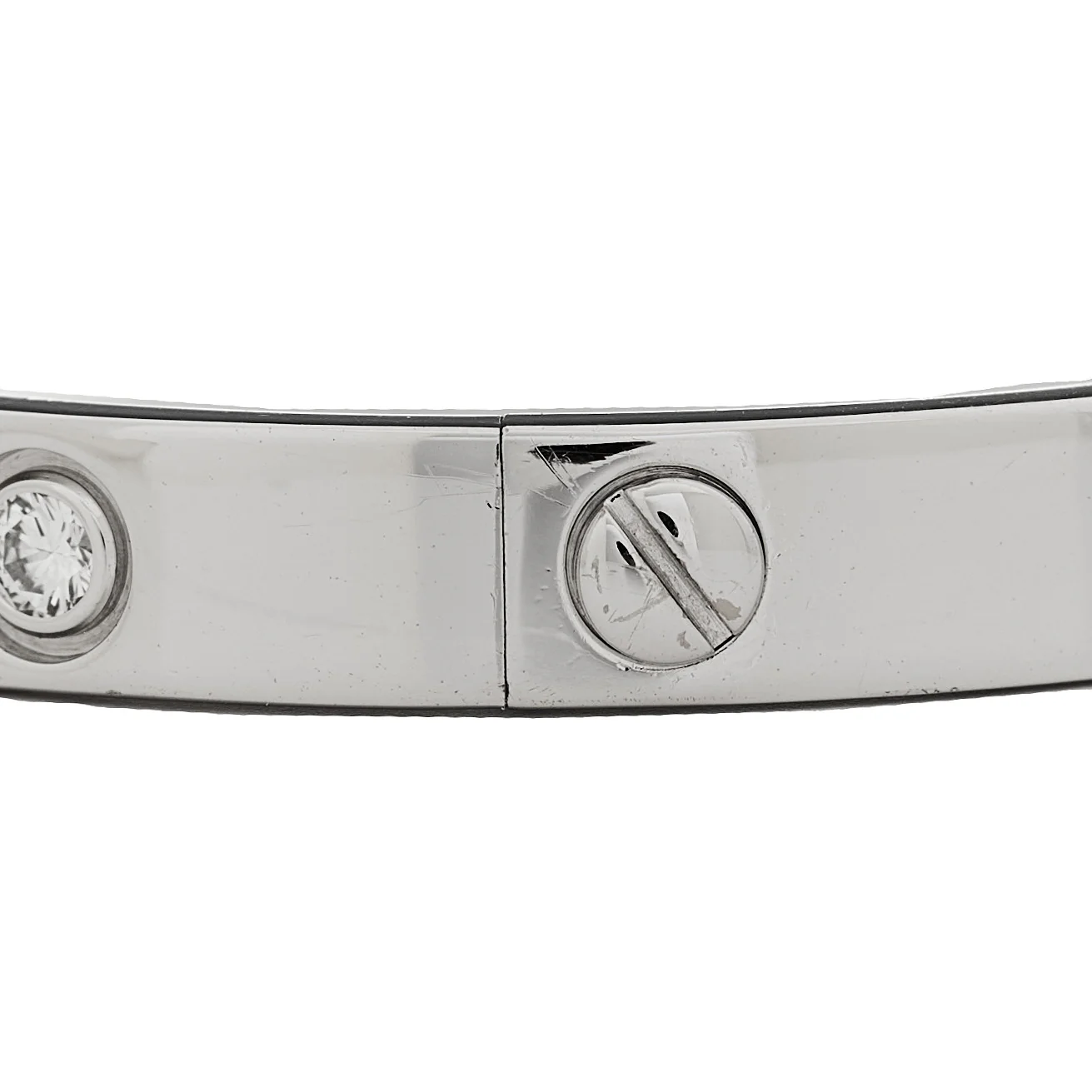 18K White Gold 6 Diamond LOVE Bracelet 16 - Image 3