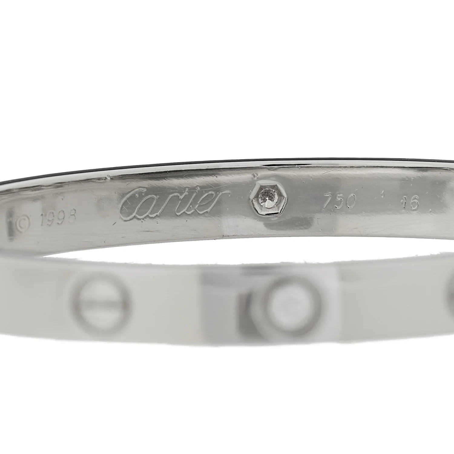 18K White Gold 6 Diamond LOVE Bracelet 16 - Image 7