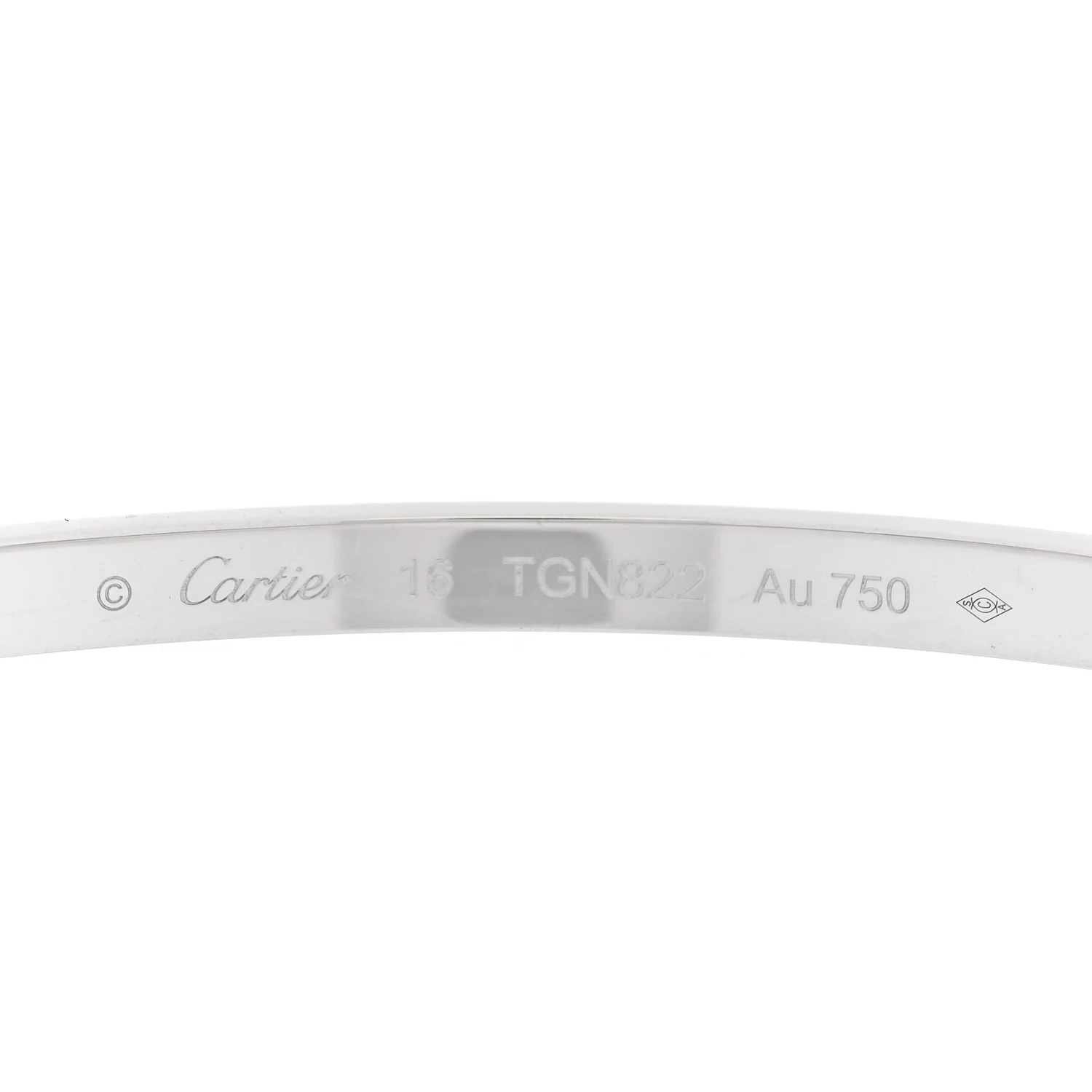 18K White Gold 6 Diamond Small LOVE Bracelet 16 - Image 3