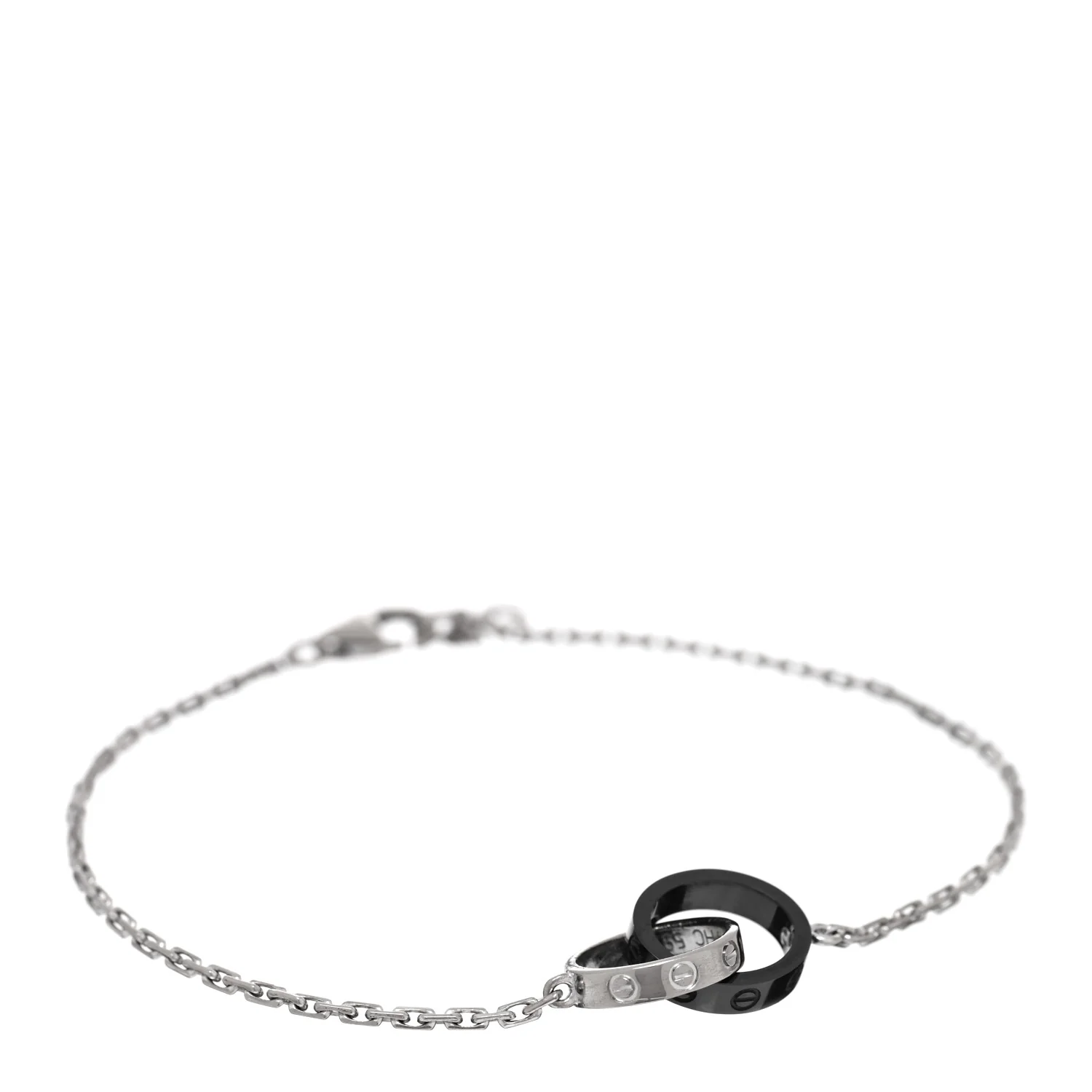 18K White Gold Black Ceramic Interlocking LOVE Bracelet