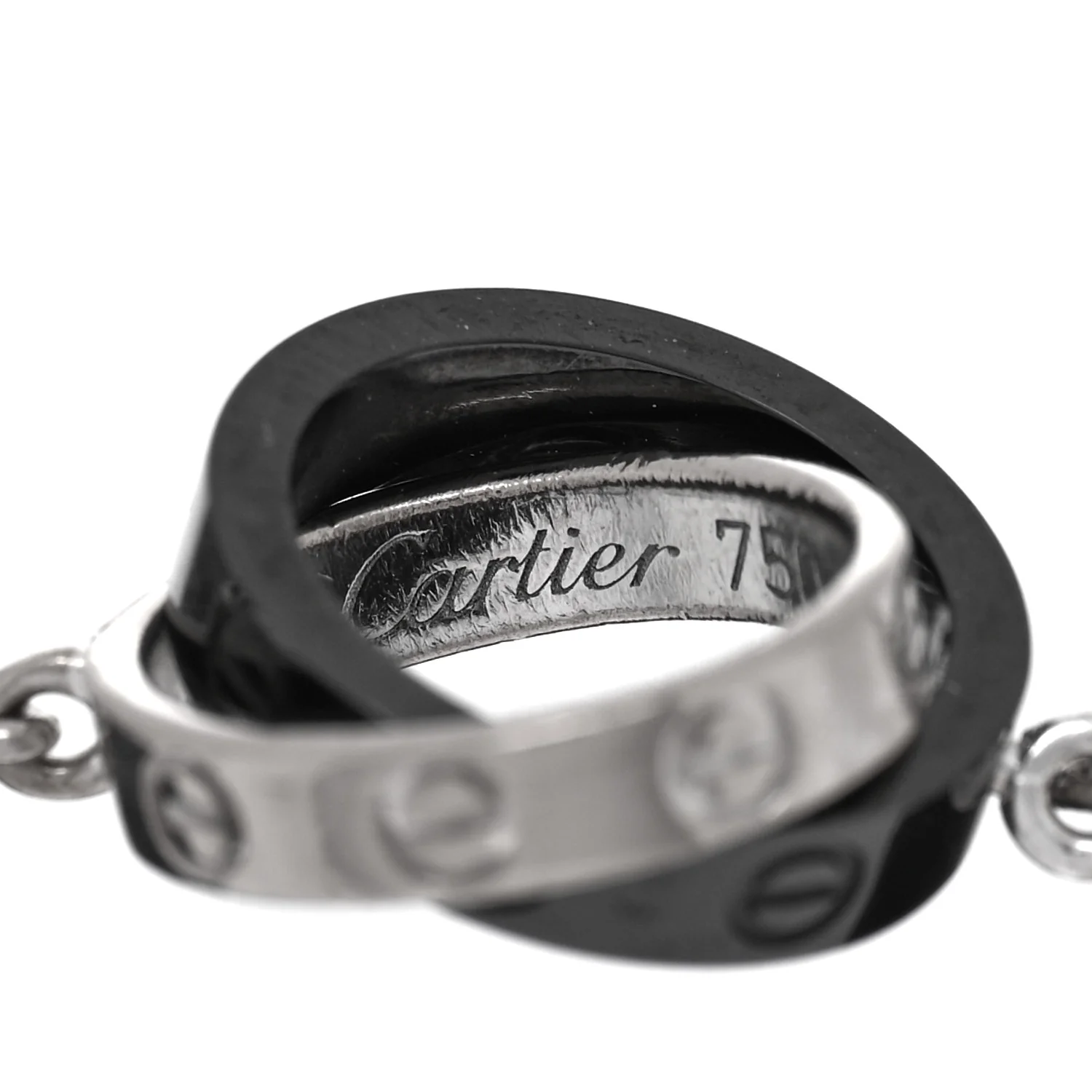 18K White Gold Black Ceramic Interlocking LOVE Bracelet - Image 3