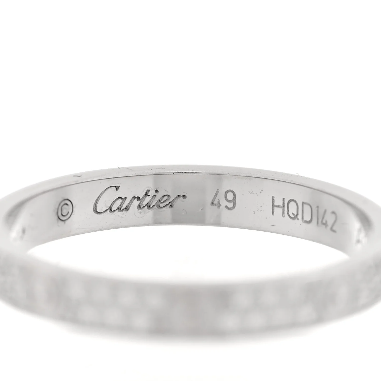 18K White Gold Diamond 2.6mm LOVE Paved Band Ring 49 4.75 - Image 4