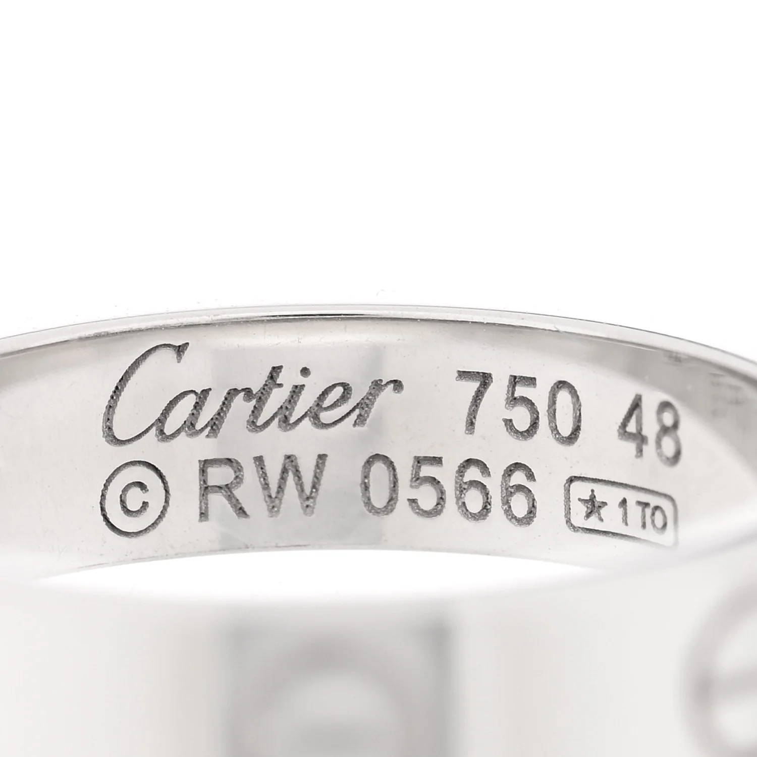 18K White Gold Diamond 4mm LOVE Wedding Band Ring 48 4.5 - Image 4