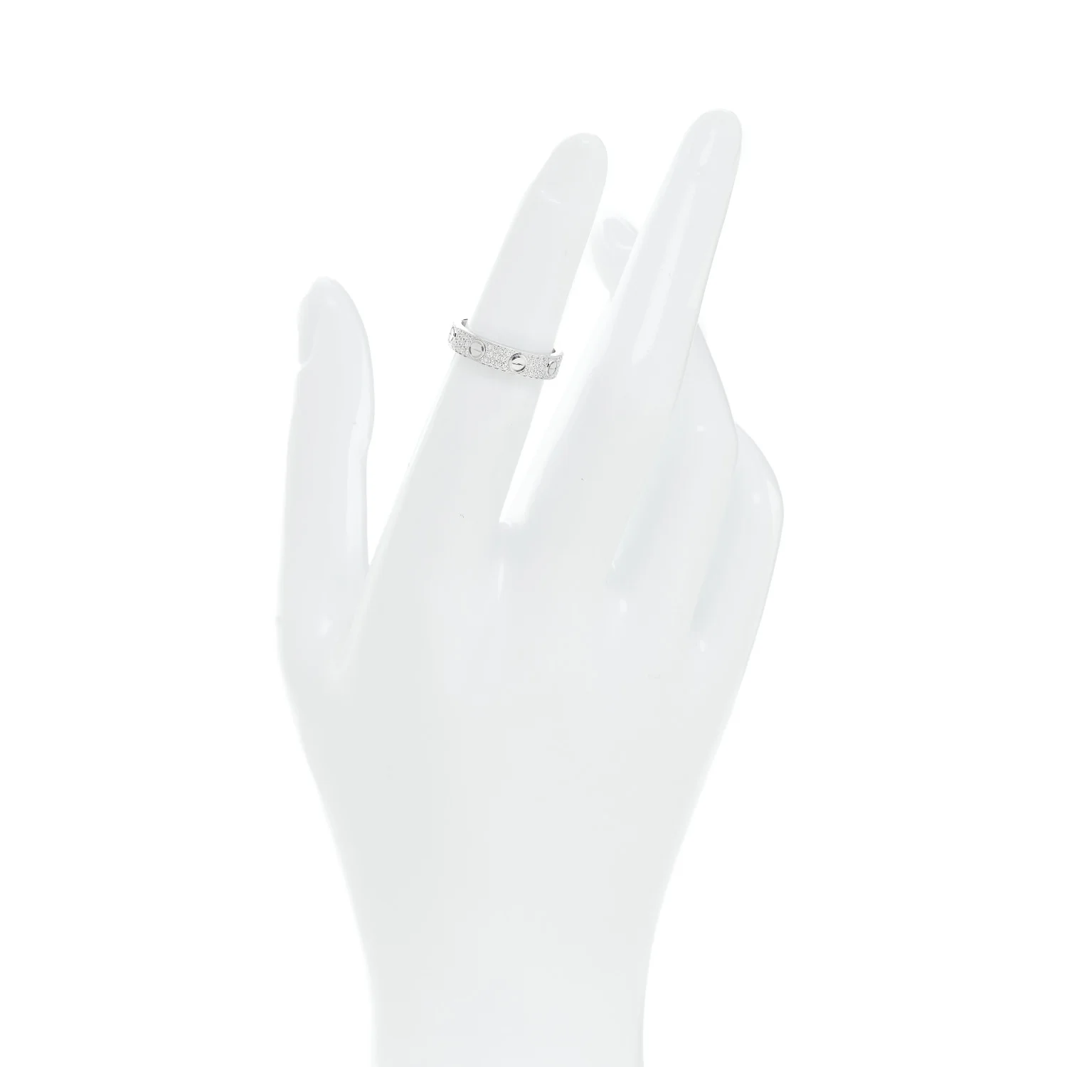 18K White Gold Diamond 4mm LOVE Wedding Paved Band Ring 47 4 - Image 2