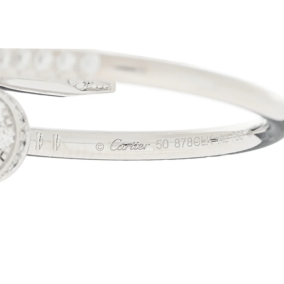 18K White Gold Diamond Juste Un Clou Paved Ring 50 5.25 - Image 5