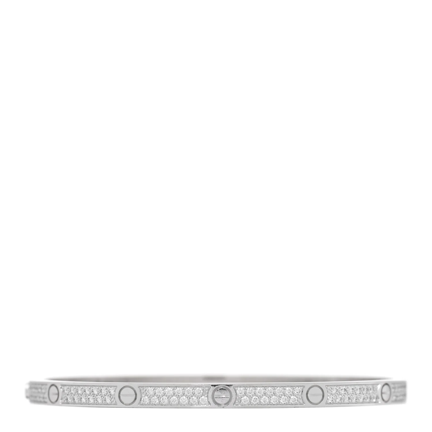 18K White Gold Diamond Small LOVE Paved Bracelet 16 - Image 2