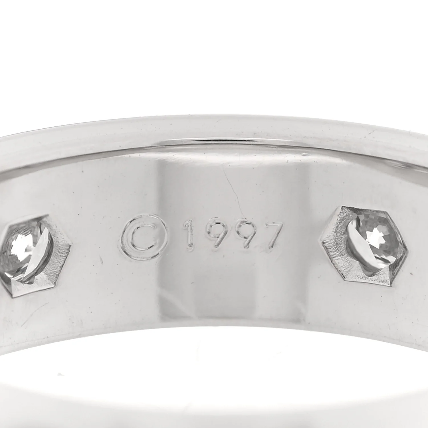 18K White Gold Gold 6 Diamond 5.5mm LOVE Ring 55 7.25 - Image 7