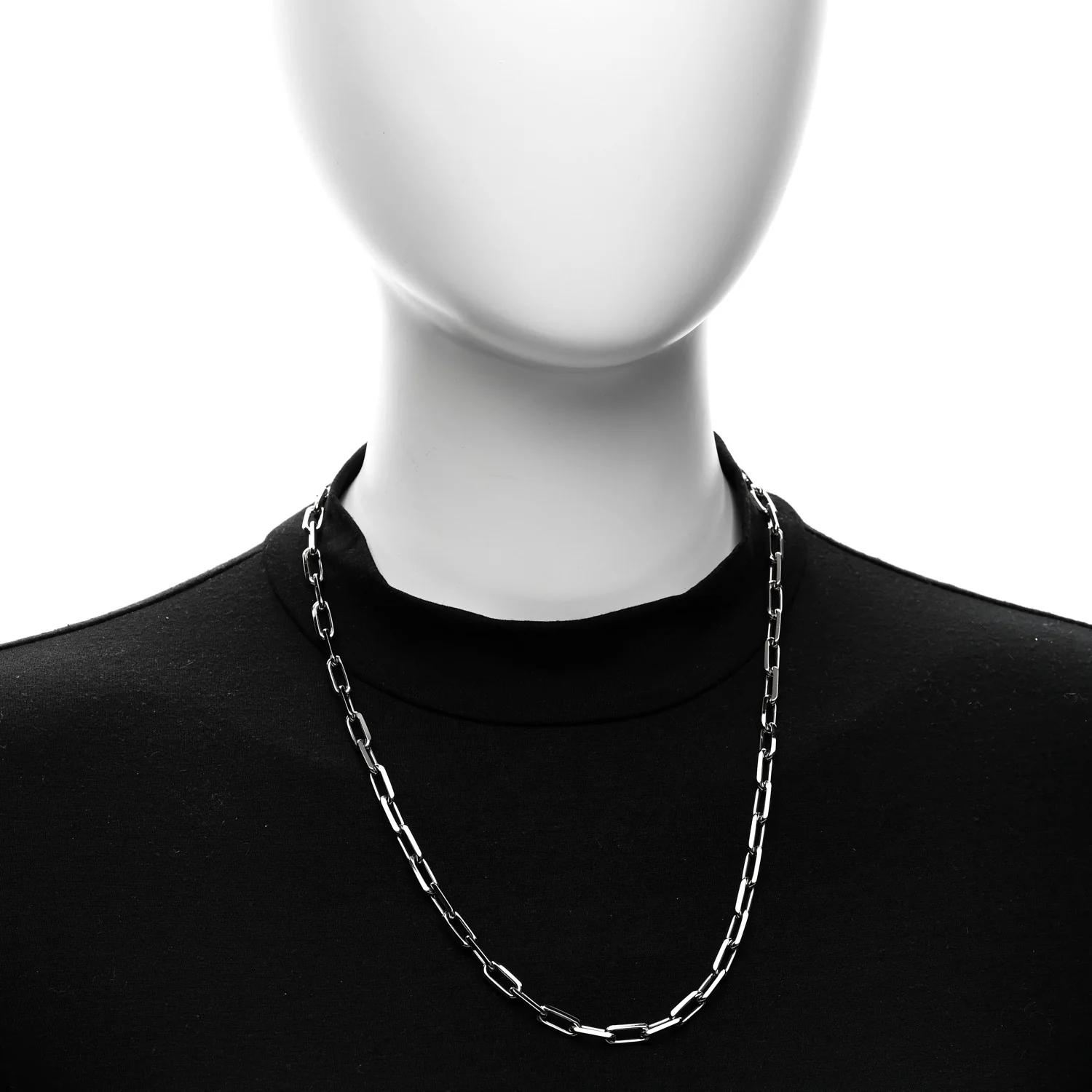 18K White Gold Medium Santos De Cartier Link Necklace - Image 2