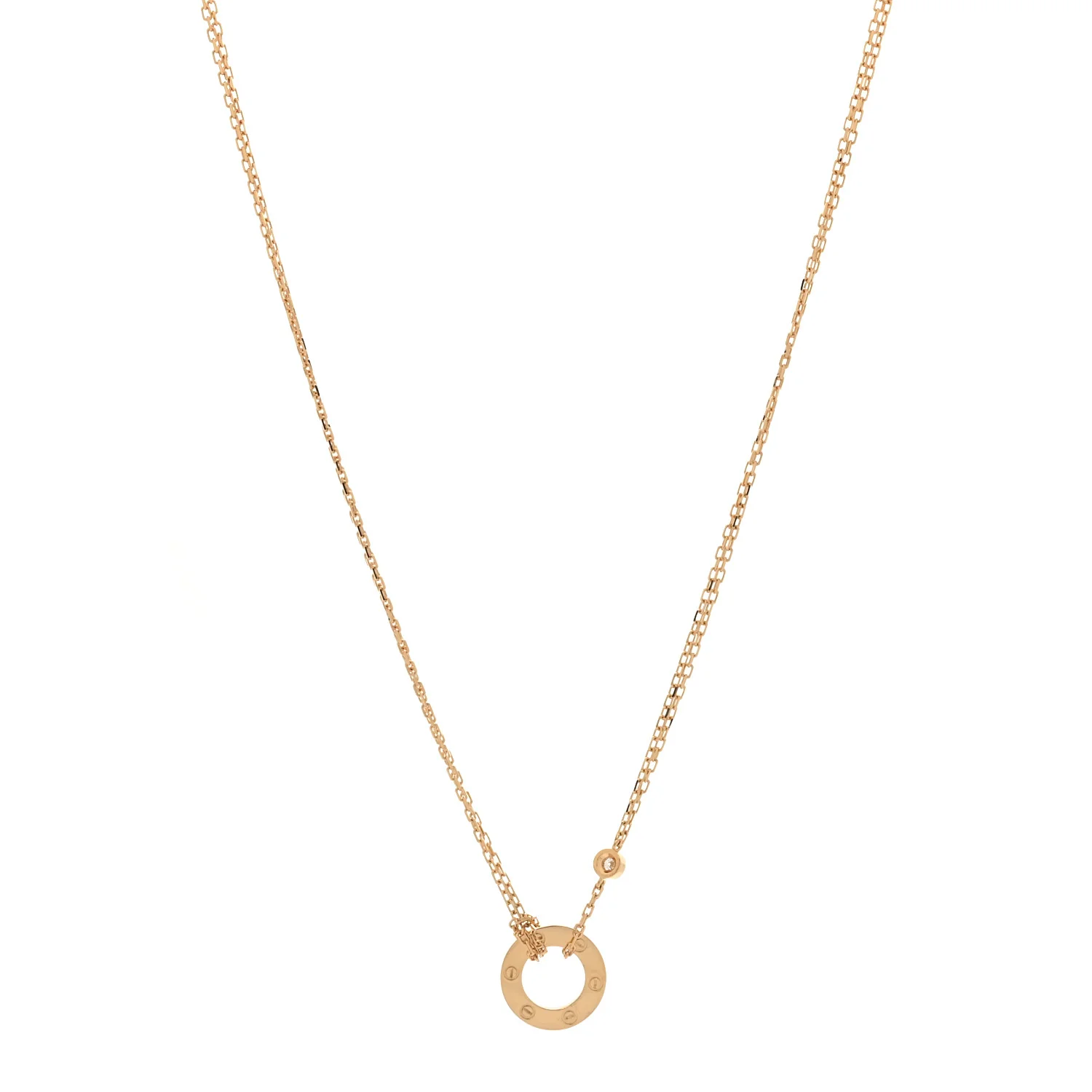 18K Yellow Gold 2 Diamond LOVE Necklace