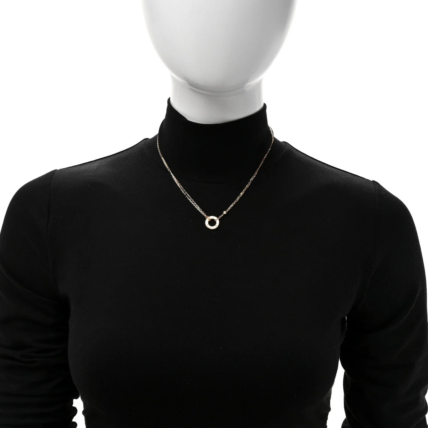 18K Yellow Gold 2 Diamond LOVE Necklace - Image 2