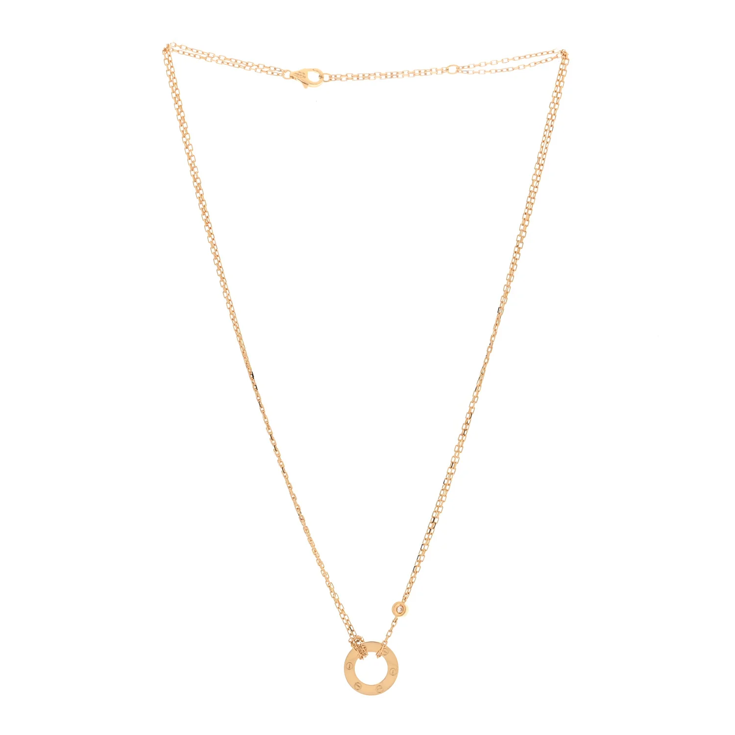 18K Yellow Gold 2 Diamond LOVE Necklace - Image 3