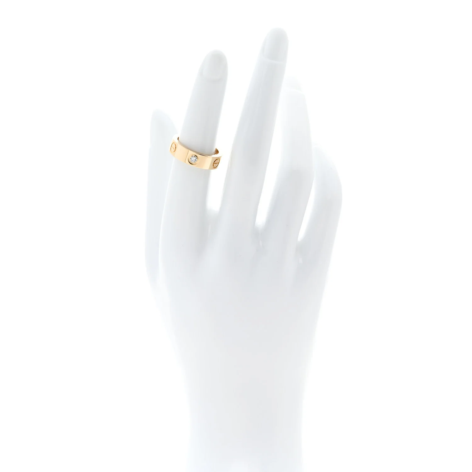 18K Yellow Gold 3 Diamond 5.5mm LOVE Ring 51 5.75 - Image 2