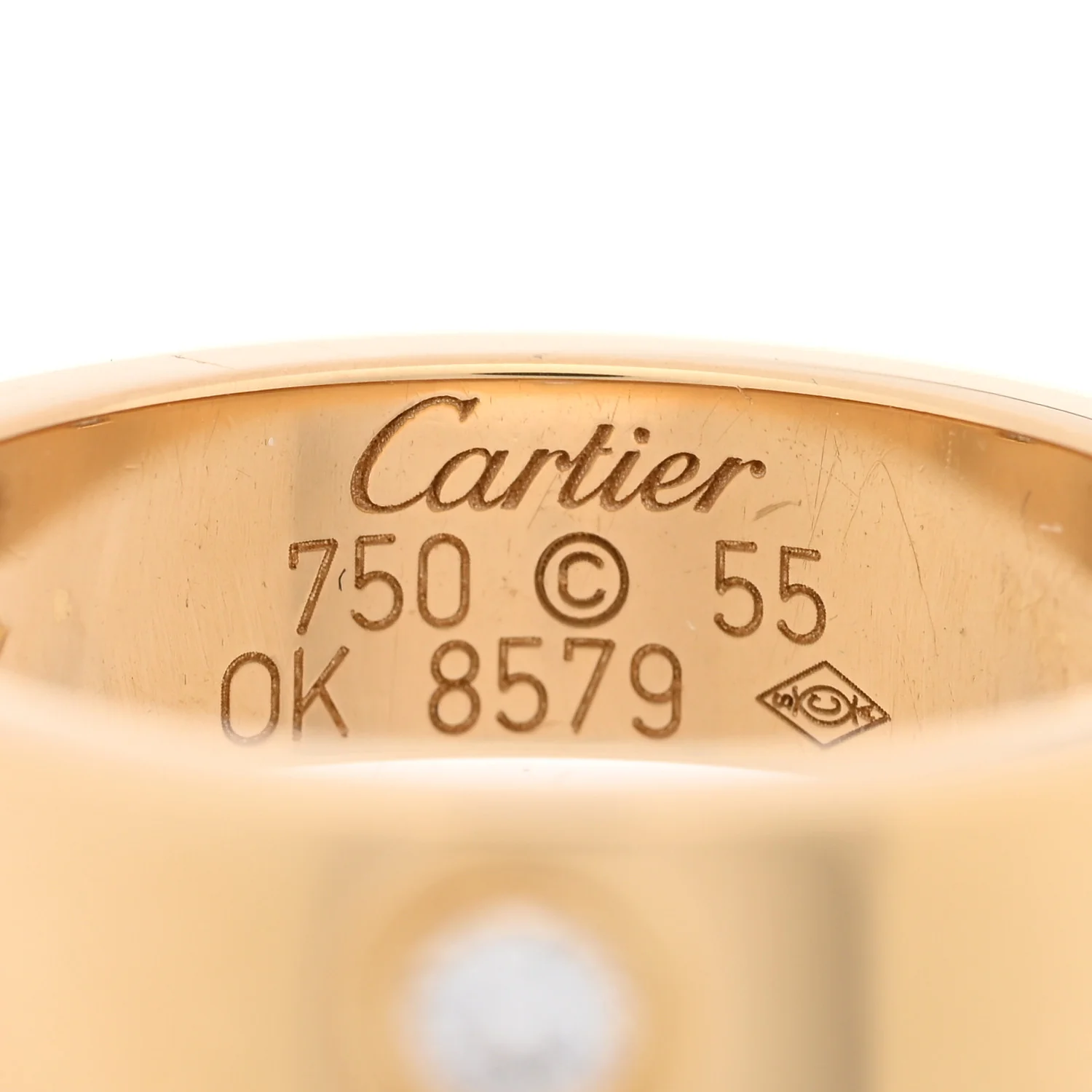 18K Yellow Gold 3 Diamond 5.5mm LOVE Ring 55 7.25 - Image 4